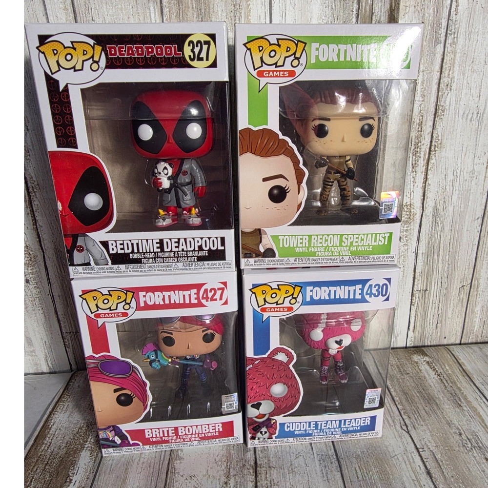 Funko Pop Fortnite & Deadpool Lot of 4 Brite Bomber Cuddle Team Bedtime 427 430 - Picture 4 of 8